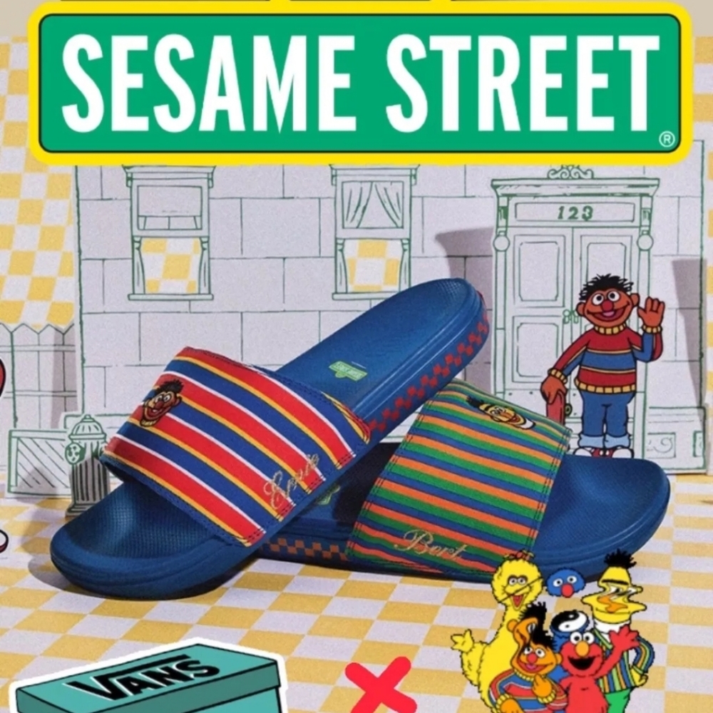 Vans x Sesame Street Ernie and Bert La Costa Slides Mens size 11 - Picture 2 of 2